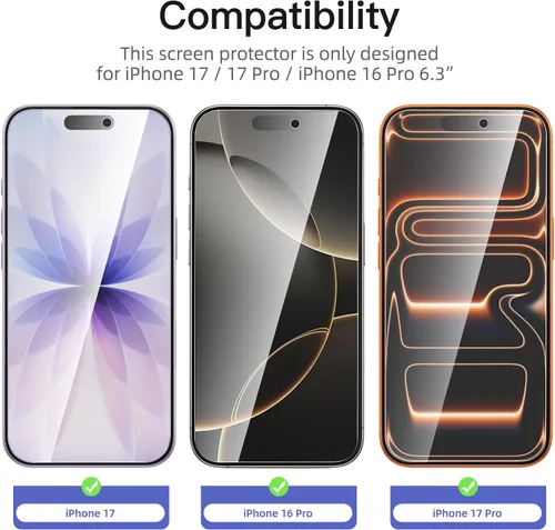 Vista 161 de NEW'C Paquete de 3 protectores de pantalla de privacidad para iPhone Air/iPhone 17 Air (6.5 pulgadas), película de vidrio templado antiespía
