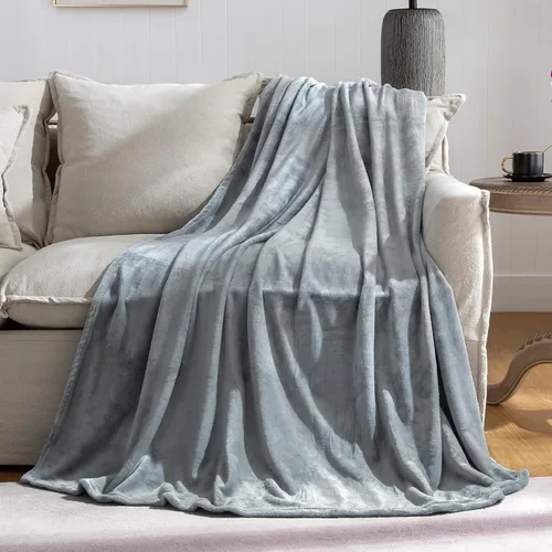 Vista 6 de JIAHANNHA Manta de forro polar de franela (50 x 60 pulgadas), manta beige para sofá o cama, 280 GSM, manta de felpa súper suave, acogedora y ligera