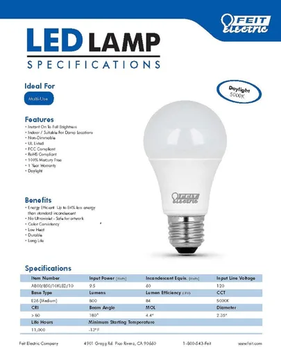 Vista 2 de BOMBILLA LED A19 DÍA 10W