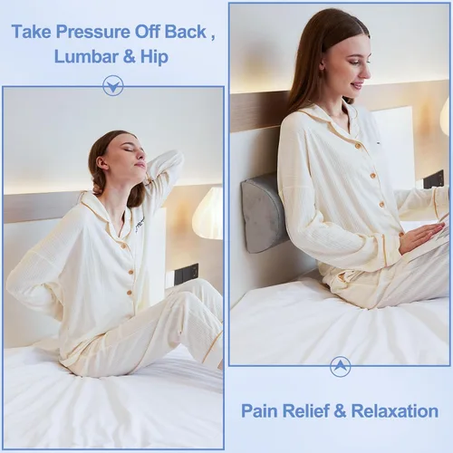 Vista 7 de Almohada de rodilla para dormir de espalda, almohada de espuma viscoelástica para piernas, almohada debajo de la rodilla para dormir, almohada