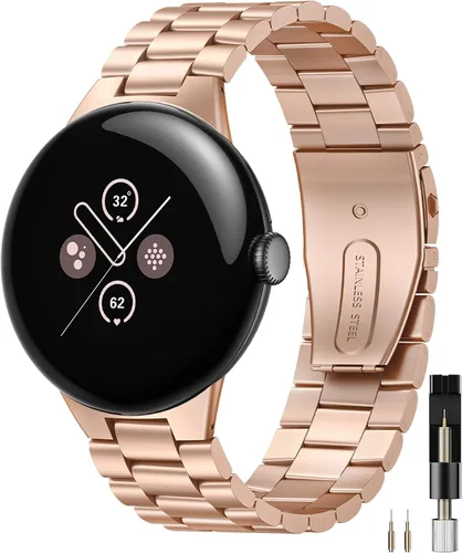 Vista 9 de Miimall - Correas de pulsera de negocios para Google Pixel Watch 4/3 de 41 mm, correa de acero inoxidable sólido ajustable anticorrosión para Pixel
