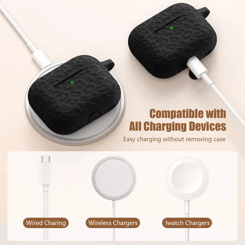 Vista 5 de Funda compatible con AirPods Pro 2 con grabado de leopardo APPro2-Negro