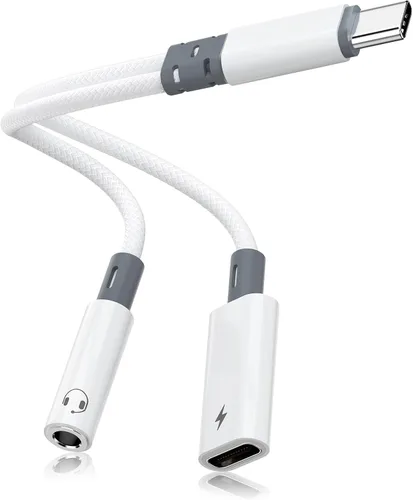 Vista 8 de [Usado] Adaptador de auriculares USB C 2 en 1 con adaptador de carga PD de 60 W, compatible con Galaxy S23 Ultra/S23/S22/S22+/S21/S20FE/A53/Note