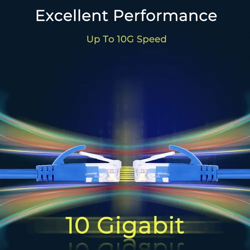 Vista 6 de Rapink Cables de conexión Cat6a 0.5 pies (Paquete de 10) Cable de par trenzado Cat6a delgado, Cable de conexión Ethernet Cat6a de 10G de soporte