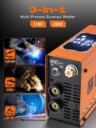 Vista 2 de Rubik Mini Soldador de Electrodo de 160A 110/220V, Máquina Soldadora 3 en 1 MIG/MMA/Lift Tig, Máquina de Soldadura de Arco Portátil con Inversor