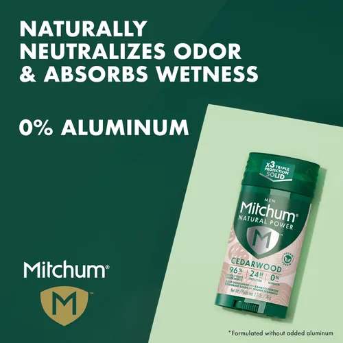Vista 3 de Mitchum Desodorante Natural Power para hombre sólido, madera de cedro, 2.7