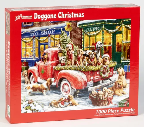 Vista 2 de Vermont Christmas Company Rompecabezas de Navidad Doggone de 1000 piezas
