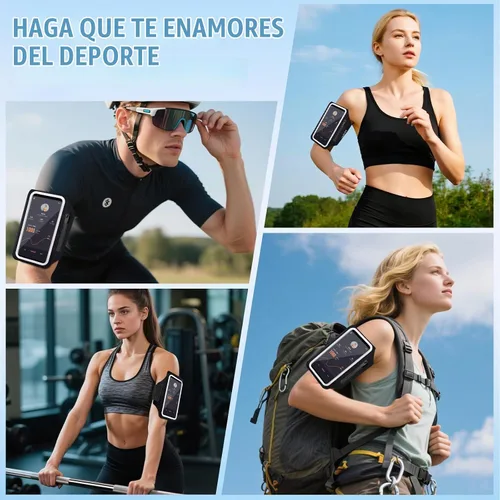 Vista 7 de PEDVSTY Brazalete para correr con funda para auriculares y ranura para Negro
