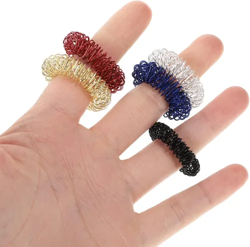Vista 3 de 5pcs Spiky Sensory Finger Massager Roller Silent Toy para masaje de dedos (oro, plata, negro, azul, rojo)