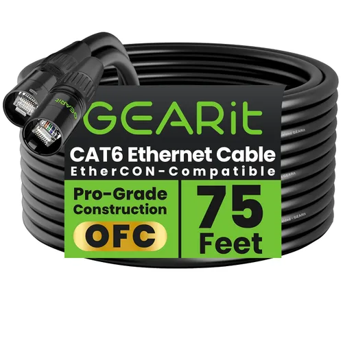 Vista 24 de GEARit Cable Ethercon CAT6 blindado (3 pies) de audio profesional e iluminación RJ45 EtherCON Cable compatible con EtherCON para estudio, escenario