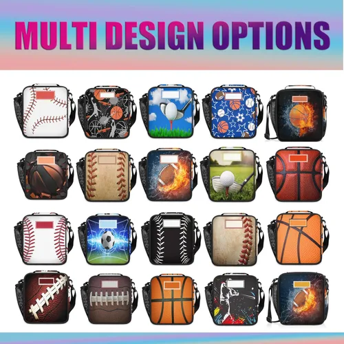 Vista 2 de Lonchera personalizada con nombre, lonchera personalizada de baloncesto, bolsa de almuerzo aislada personalizada, bolsa de preparación de comidas