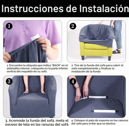 Vista 5 de SearchI Funda Elástica para Silla Club, Fundas Elásticas para Silla Barrel, Fundas Estampadas para Silla Tub, Funda de Elastano Suave para Sillón