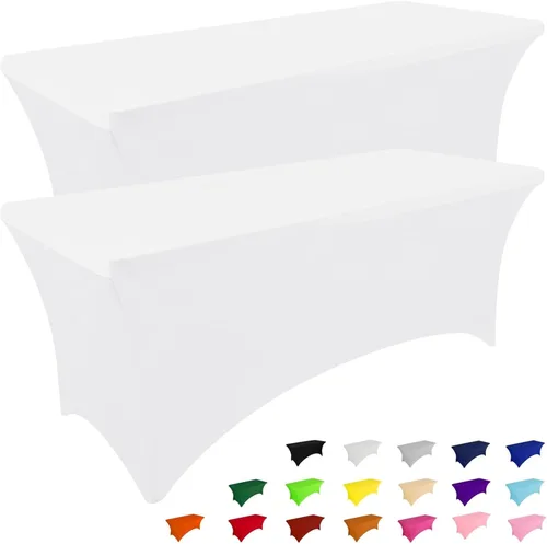 Vista 36 de Smiry Paquete de 2 Manteles de Spandex de 6 Pies, Manteles Elásticos Ajustables Extensibles, Lavables y Sin Arrugas, Cubierta Rectangular para Mesa