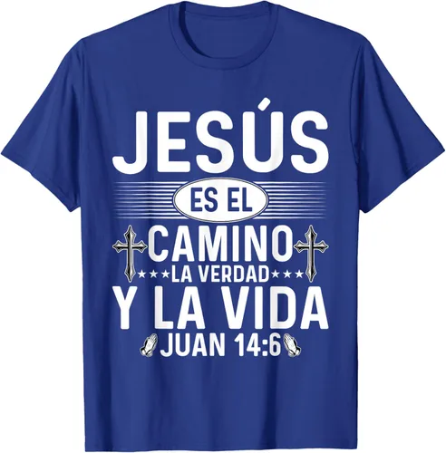 Vista 16 de Camisetas Cristianas en español Versículos Biblia Juan 14:6 Camiseta, Negro, S