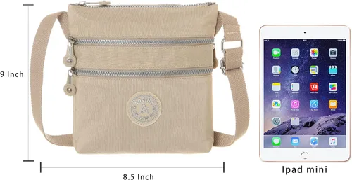 Vista 5 de AOCINA Bolsos cruzados de nailon para mujer, con múltiples bolsillos, bolso cruzado pequeño, ligero, de viaje, para teléfono, bolsos de hombro
