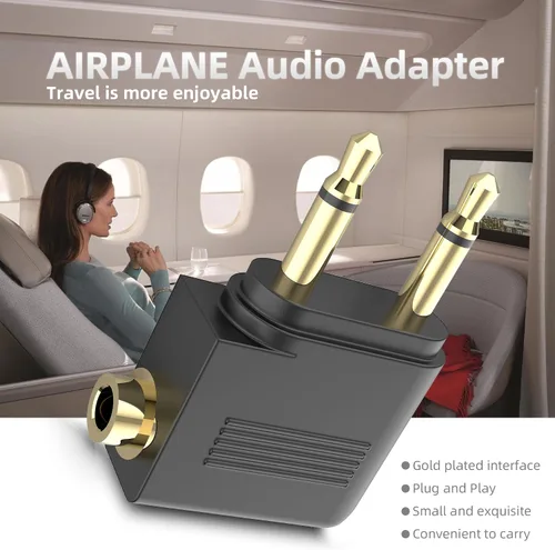 Vista 6 de HIEbee Adaptador doble de auriculares de avión macho a 0.138 in hembra chapado en oro (paquete de 2)