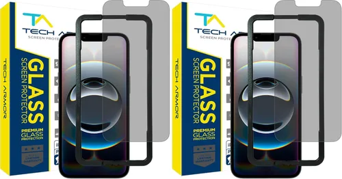 Vista 8 de Tech Armor 1 paquete de protector de pantalla de vidrio balístico de privacidad compatible con Apple iPhone 14 (2022), iPhone 13 y iPhone 13 Pro