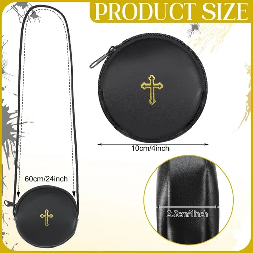 Vista 2 de Funda de cuero para Pyx, estuche de Pyx católico con correa para comunión, sacerdotes anfitriones, diáconos, regalos