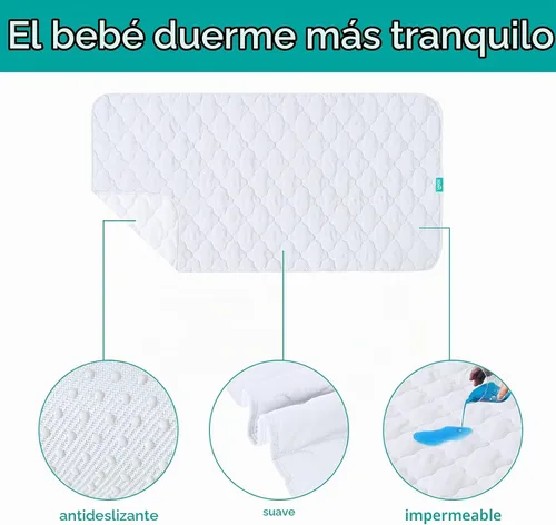 Vista 2 de Almohadillas de entrenamiento para ir al baño para niños pequeños, protector de colchón de cuna impermeable para almohadilla de humectación Blanco