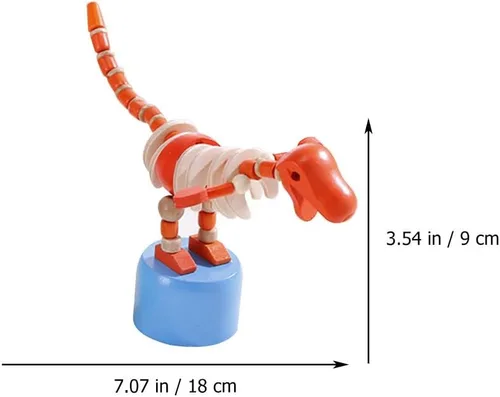 Vista 3 de 2pcs Pulgar de madera Push Puppet Finger Dinosaur con base de prensa de madera