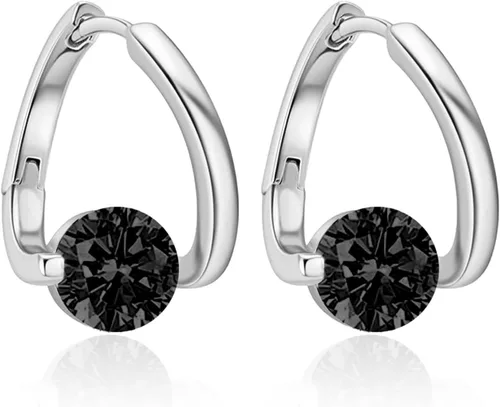 Vista 7 de Aretes linfáticos para mujer, aretes de aro de plata y oro para mujer, delicados aretes minimalistas con diamantes de imitación, joyería de Navidad