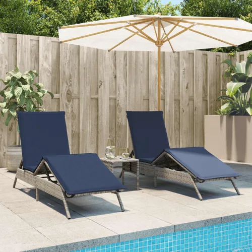 Vista 11 de Brown PE Rattan Sun Lounger Set, Adjustable Backrest, Powder-Coated Steel Frame, Plush Cushions, for Patio Garden Poolside