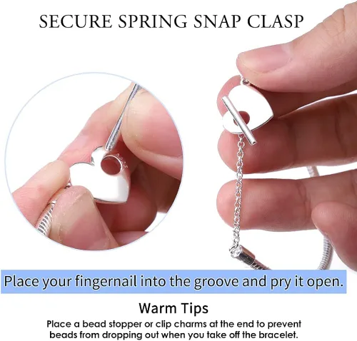 Vista 6 de KUNSIR Pulsera de cadena de serpiente de plata esterlina 925 para pulseras europeas Pandora abalorios Plata de ley