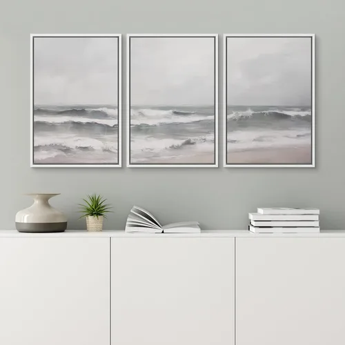 Vista 455 de wall26 Lienzo enmarcado para pared, juego de arte de acuarela pastel, paisaje rural, ilustraciones con formas abstractas, arte moderno, decorativo