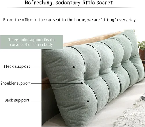 Vista 2 de Almohada rectangular grande para cabecero, almohada de apoyo largo para lectura, cojín lumbar perfecto para cama de día y litera, almohada
