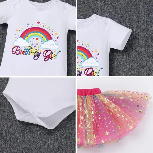 Vista 5 de ODASDO Conjunto de banda para bebé y niña pequeña, estilo bohemio, arco iris, para tartas de cumpleaños