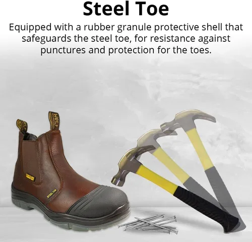 Vista 3 de WOLF Work Boot 100% Genuine Upper Leather Oil, Slip, Impact, Puncture Resistant Electrical Hazards Non-Slip Rubber Sole Puntera de acero