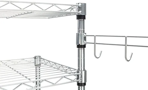Vista 7 de Estante para panaderos con ruedas, carrito de microondas de cocina con almacenamiento, carrito de alambre ajustable de 4 niveles de altura