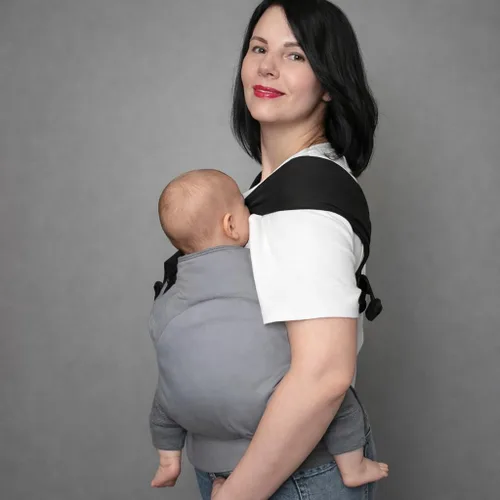 Vista 4 de Portabebés gemelar para bebés gris – Portabebés ergonómico 100% algodón para gemelos, edades 4–18 meses (4.5–15 kg cada uno) Portabebés de cadera