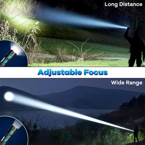 Vista 4 de Linternas Recargables de 90,000 Lúmenes Altos - Paquete de 2, Linterna Súper Brillante con 7 Modos de Iluminación, Linterna Potente de Larga Vida