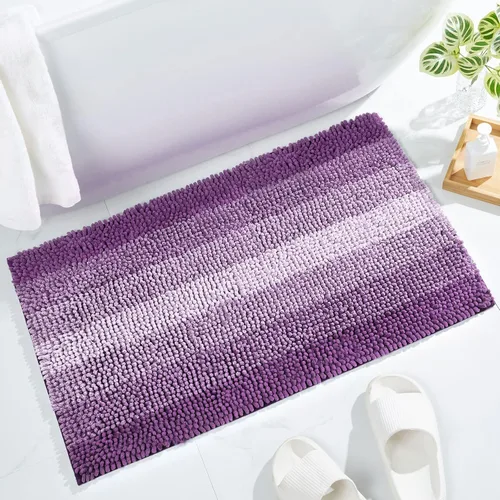 Vista 14 de Gibelle Alfombras de baño negras, alfombra de baño de chenilla de lujo, alfombra pequeña antideslizante para ducha y alfombras de piso para baño