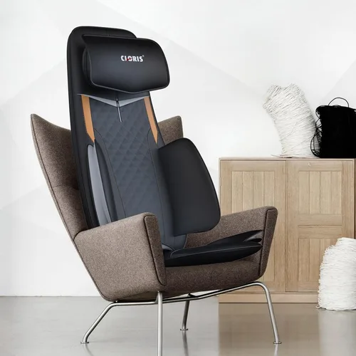 Vista 2 de CLORIS Masajeador de cuello y espalda con calor, reposacabezas ajustable automático, compresión Shiatsu 3D y almohadilla de masaje rodante