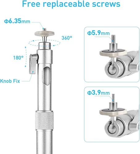 Vista 4 de NIERBO Colgador universal de montaje en pared para proyector, cabezal giratorio de 360° con longitud extensible, soporte de montaje de 11.8 a 19.7