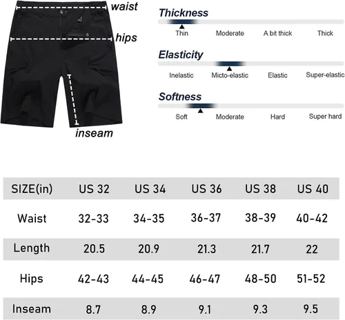 Vista 7 de Pantalones cortos elásticos de secado rápido para hombre, pantalones cortos de trabajo ligeros, 6 bolsillos para ciclismo, viajes, camping
