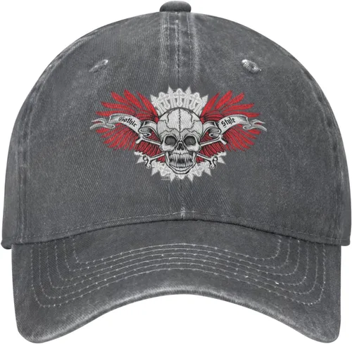 Vista 2 de Cowboy Hat Trendy Hats for Man and Women Djustable Four Season Outdoor Baseball Cap of Hell Skull with Angel Deep Heather