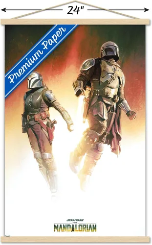 Vista 3 de Trends International Star Wars: The Mandalorian Season 3 - Póster de pared dúo, 22.37 x 34.00 pulgadas, paquete de impresión premium y colgador