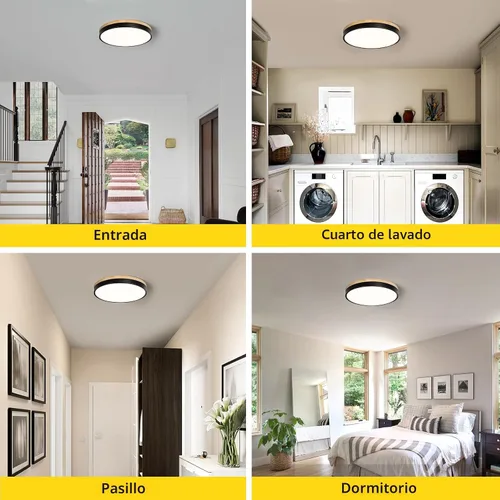 Vista 3 de Lámpara de techo moderna de madera negra de 11.81 pulgadas Negro- No regulable