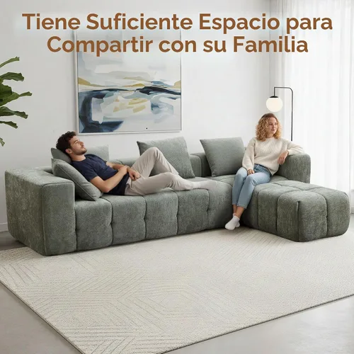 Vista 7 de Sofás sin estructura de 119" tamaño extragrande estilo nube para sala de estar, sofá seccional modular moderno con mechones con asiento profundo