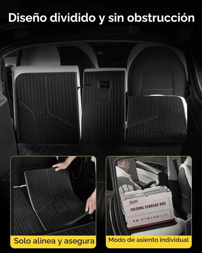 Vista 5 de 3W – Tapete protector para respaldo compatible con Tesla Model Y Juniper 2025-2026, cubiertas de asiento trasero TPE para todo tipo de clima