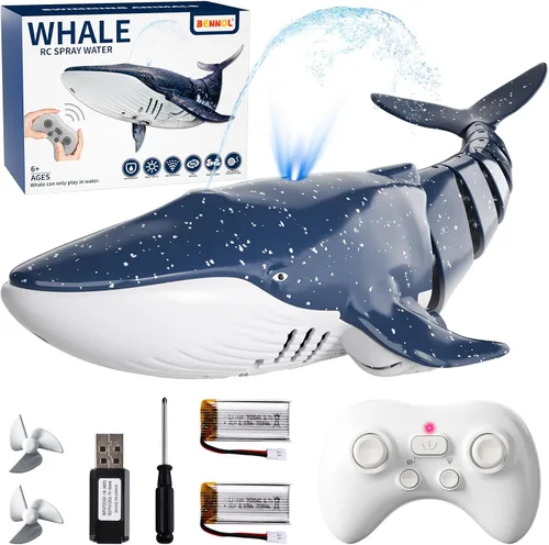 Vista 9 de Bennol Juguetes de tiburón a control remoto 2.4Ghz para niños y niños, escala 1:18 de alta simulación para piscina, tiburones eléctricos RC