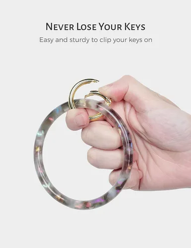 Vista 2 de Heesch Brazalete llavero pulsera llavero pulsera para mujer, llavero círculo de acetato para muñeca