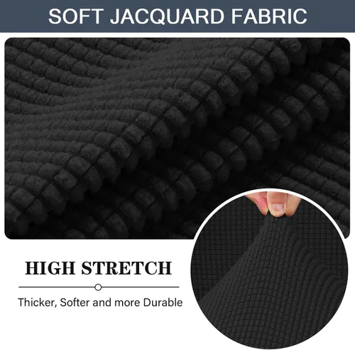 Vista 3 de Funda elástica para sofá de 3 cojines para sofá, lavable, para mascotas y niños (negro, L)