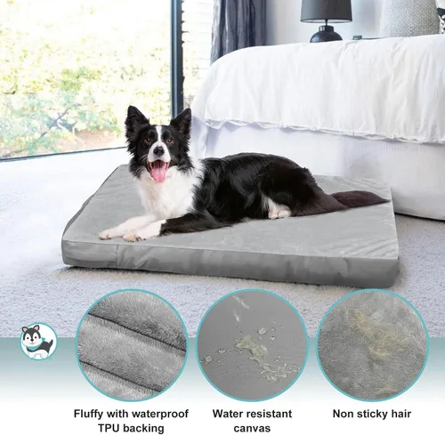 Vista 5 de Explore Land Funda Impermeable para Cama de Perro Lavable a Máquina Funda de Repuesto Esponjosa para Cama de Perro para Gato, 20Lx15Wx3H pulgadas