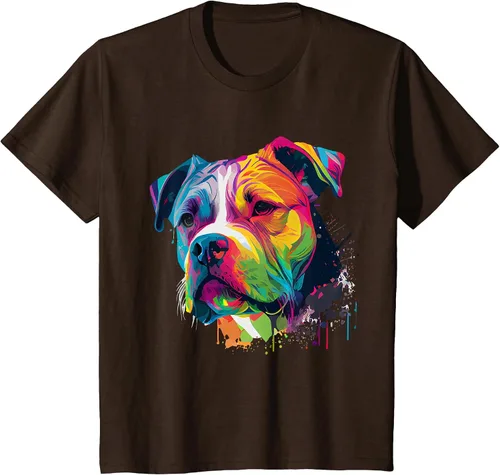 Vista 97 de Colorful American Bulldog American Bully Men Women T-Shirt Asphalt Grey