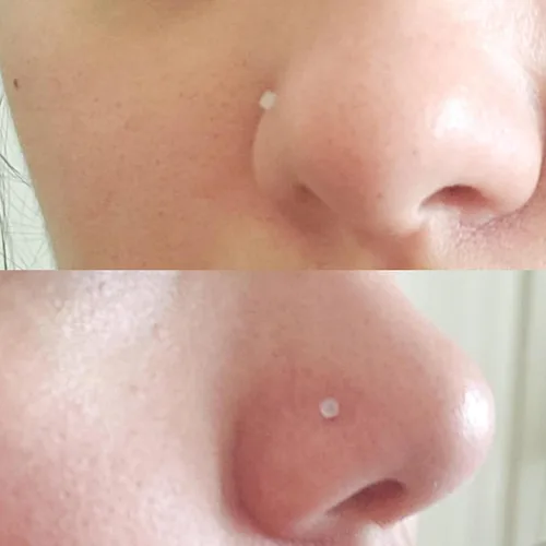 Vista 5 de QWALIT - Pendientes de nariz transparentes en forma de L, retenedor de piercing flexible, hueso nasal, color de piel, retenedor de piercing