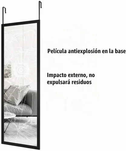 Vista 8 de whitebeach Espejo montado en la pared para colgar en la puerta de cuerpo Negro